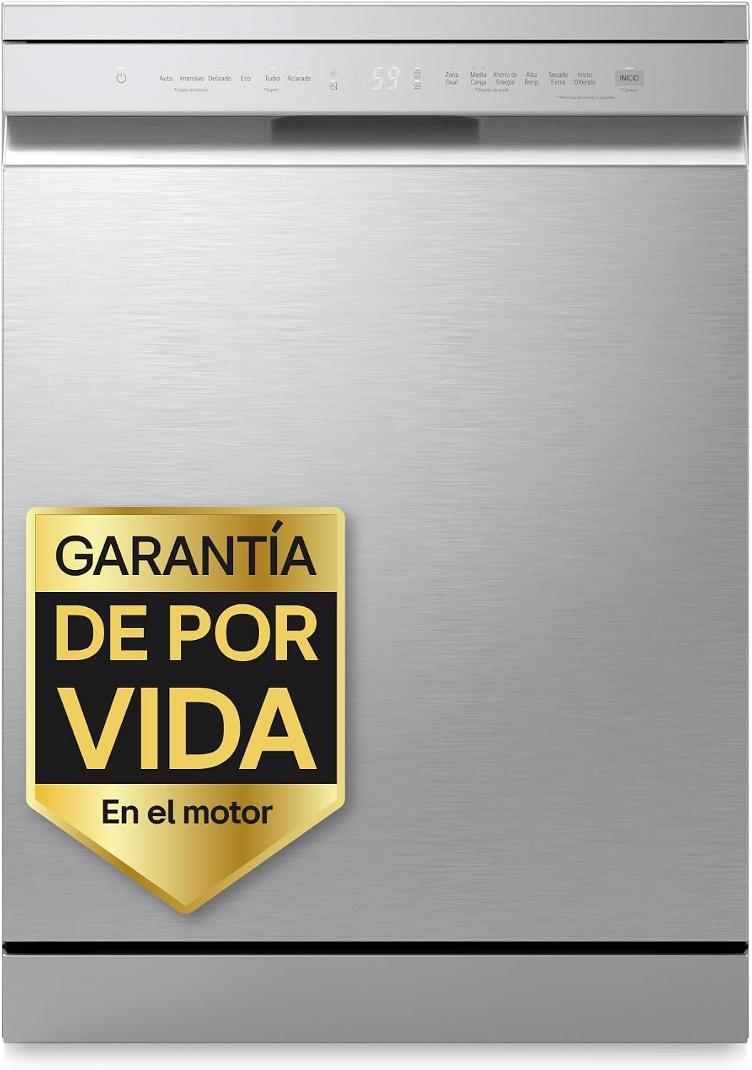 LG DF273FV lavavajillas, Capacidad 14, Sistema EasyRack, Smart Diagnosis, Apertura Automática, Eficiencia A, Motor Silencioso, Inox Antihuellas
