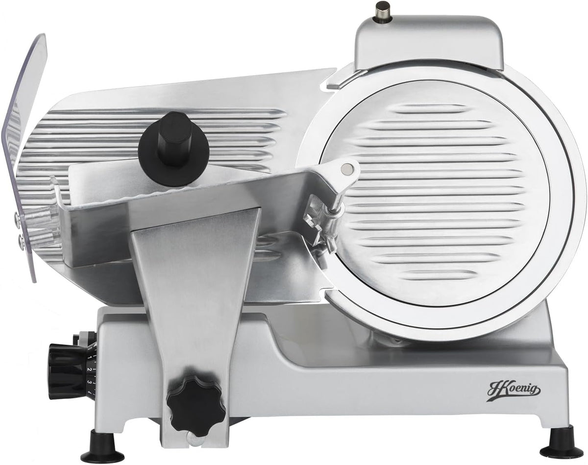 Cortafiambre MSX250, H.Koenig, profesional, precisa, afilador integrado, amplia bandeja, plateado, Cortadora de fiambre eléctrica MSX250, 282 rpm