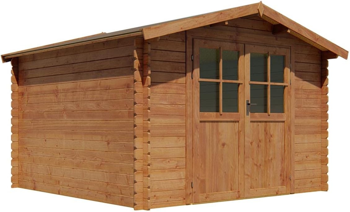 cobertizo de almacenamiento, Vente-unique, Venta-Unica - Caseta de jardÌn de Madera tratado con Autoclave 8,8 m≤ de 28 mm de Grosor - HORTUSA