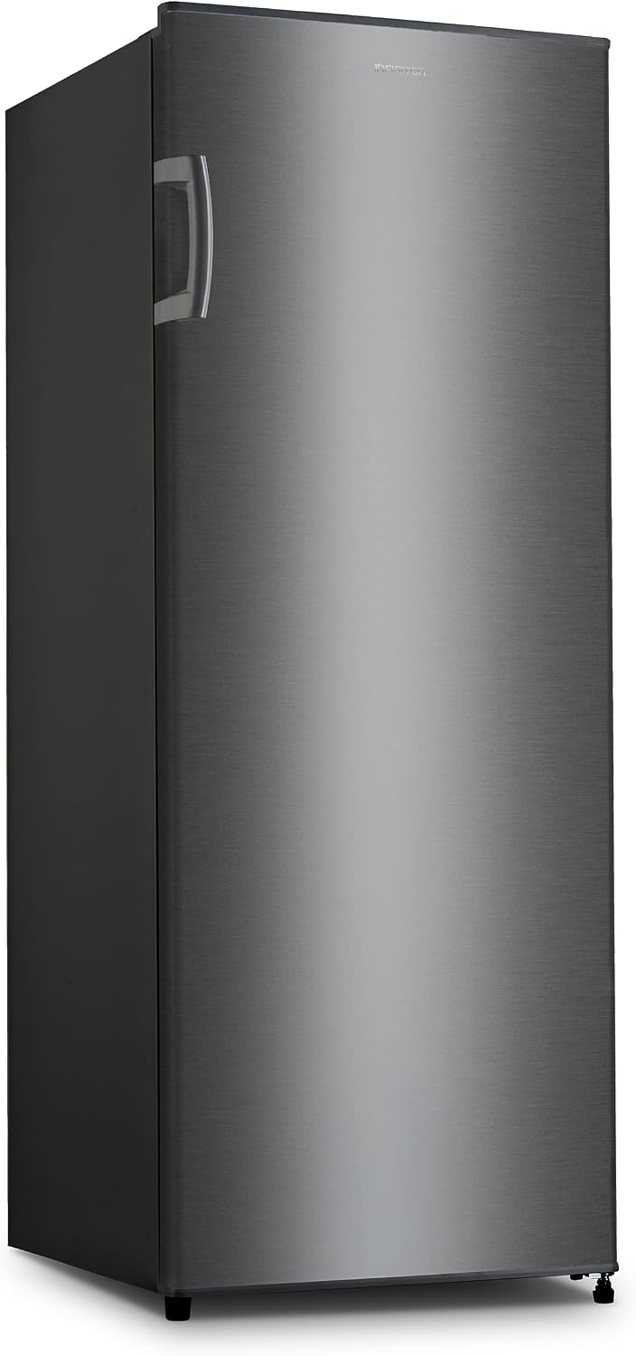 congelador vertical CV-14N38, INFINITON ELECTRONICS, 172 litros, 6 Cajones, Inox, Cíclico, Tecnología Defrost