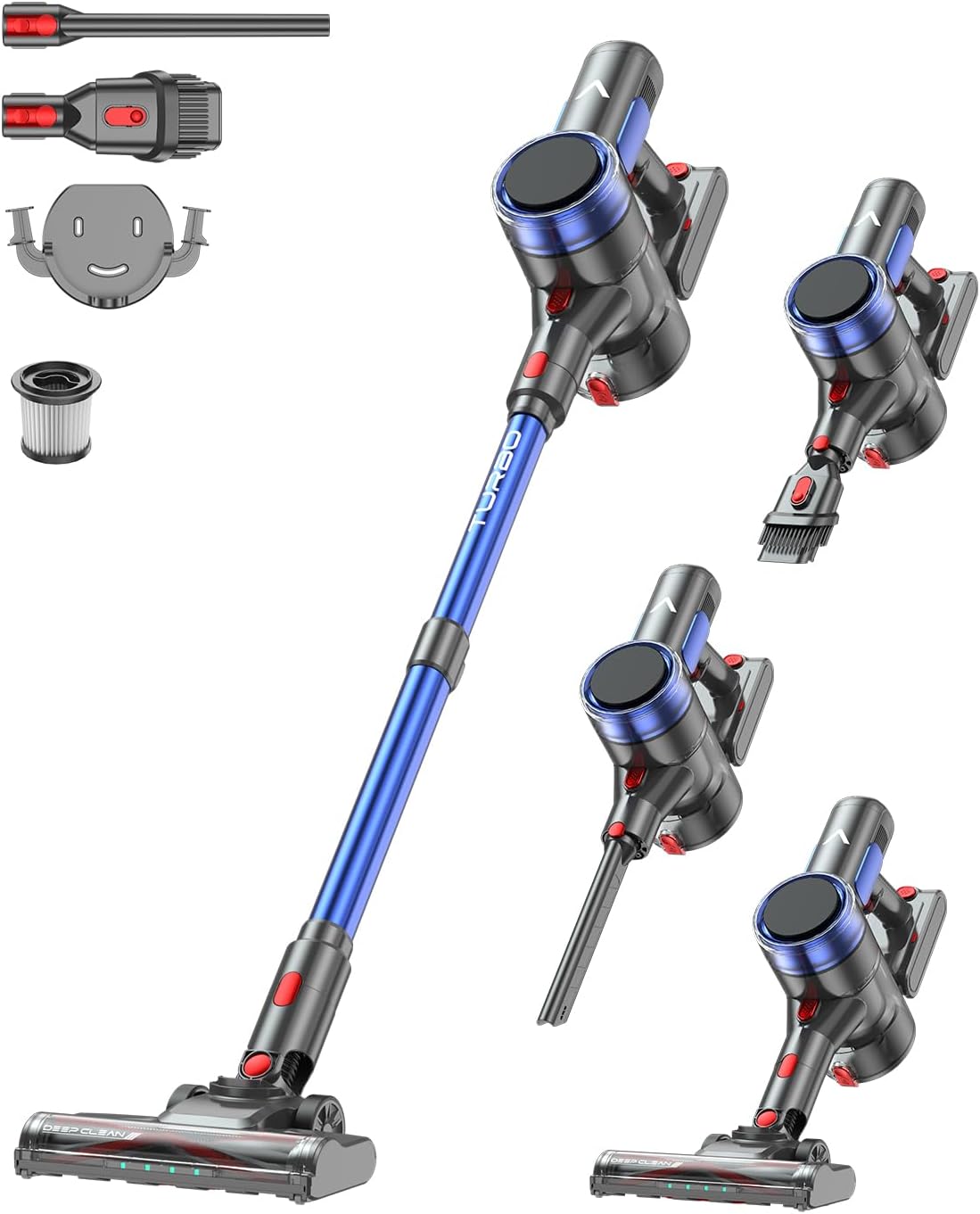 aspiradora sin cable A10, aonus, 500W Potente Succión, Pantalla Táctil, Ligera Anti-Enredos, Autoestable, para Mascotas Alfombras Suelos Duros, Azul