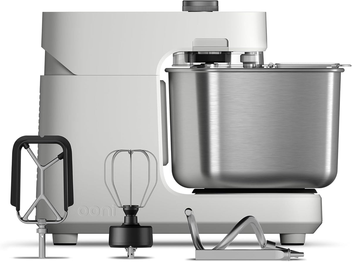 batidora amasadora, Ooni, Halo Pro Amasadora Profesional Halo Pro de 7,3L – para Masas de Pan y Pizza con 58 Velocidades y Accesorios – Blanco Polar