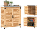 cobertizo de jardín, Outsunny, Armario de Exterior de Madera, Caseta de Jardín Exterior con Techo de Acero Galvanizado, 2 Puertas, 79x43x92 cm