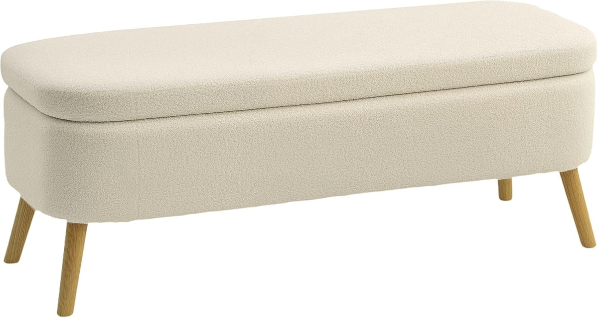 cama, HOMCOM, Dormitorio, baúl con Patas de Madera, Color Beige, 120 x 42 x 45 cm, Pasillo