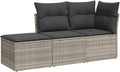sofá, vidaXL, Conjunto de Muebles para Terraza Patio, Ratán Sintético Gris Claro, Mesa y Asientos Modulares, Set de s de Jardín con Cojines 3 pzas